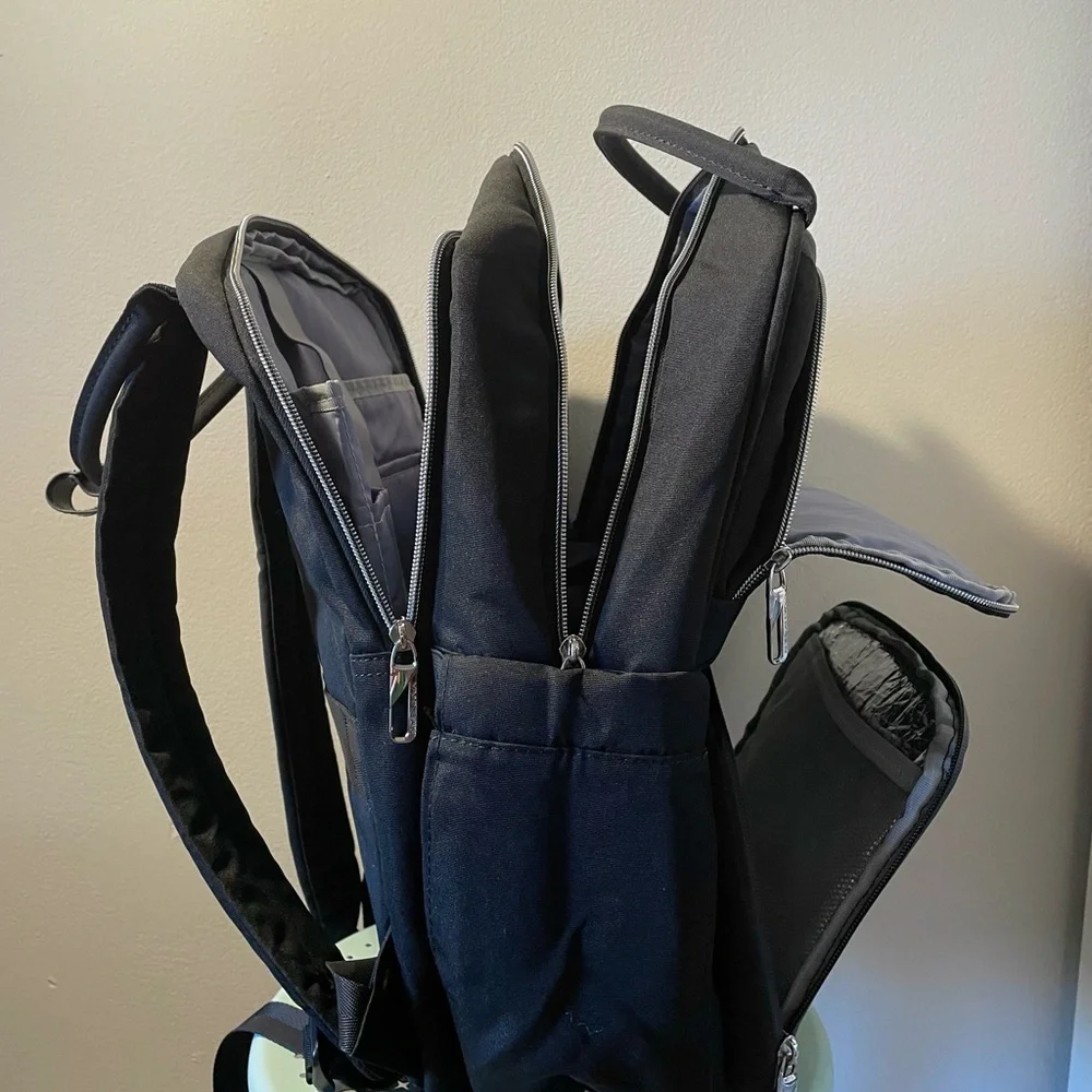 Vankean Black Laptop Computer Backpack Men Women USB Many Pockets Travel